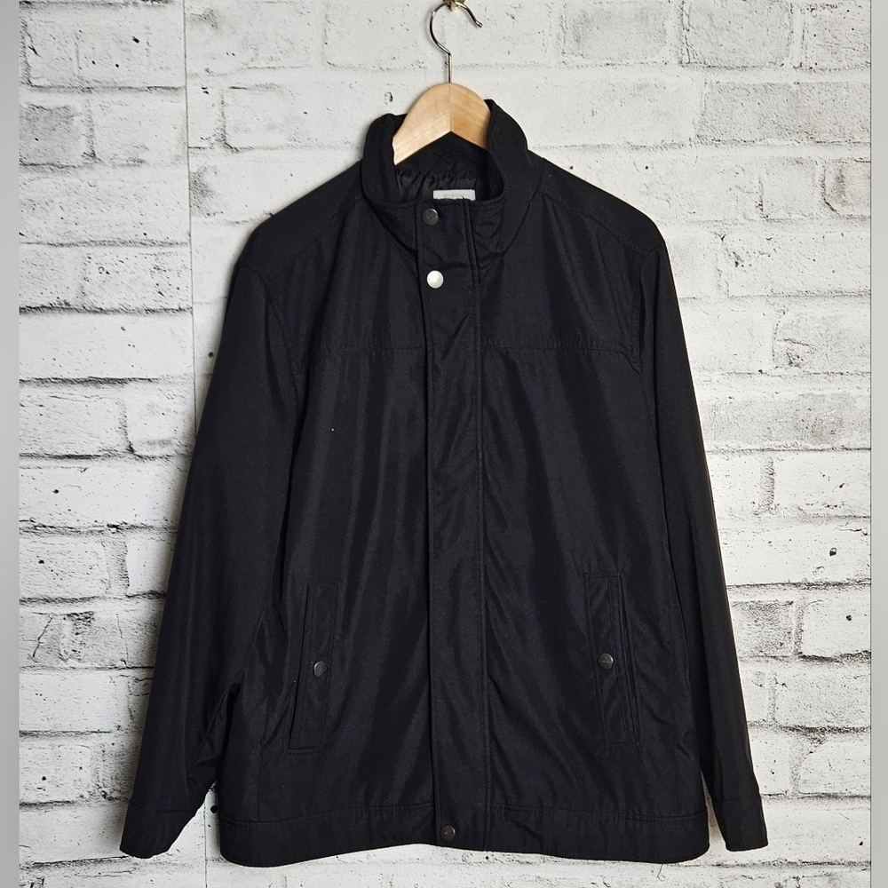 Perry Ellis Portfolio Men’s Black Lightweight Jacket L Zip Snap Casual